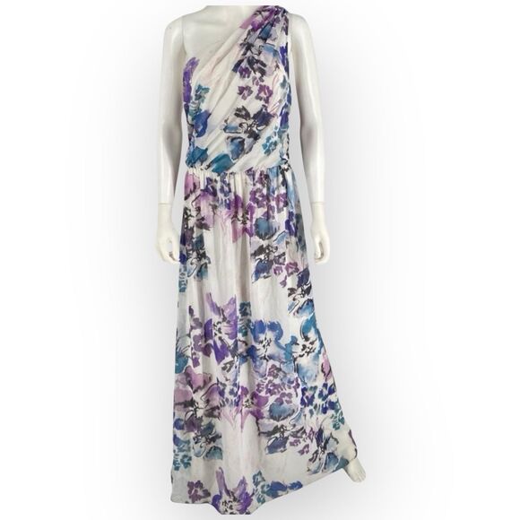 Ralph Lauren NWT One Shoulder Chiffon Floral Maxi Dress Size 14